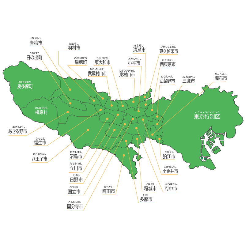 東京都内の重機買取対応エリア